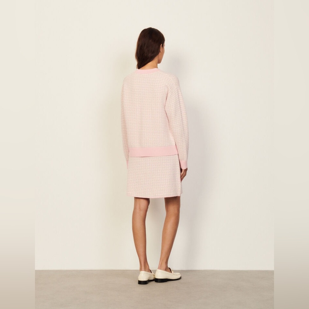 Sandro Pink Knit Cardigan with Pearl Buttons - Picture 4 of 12